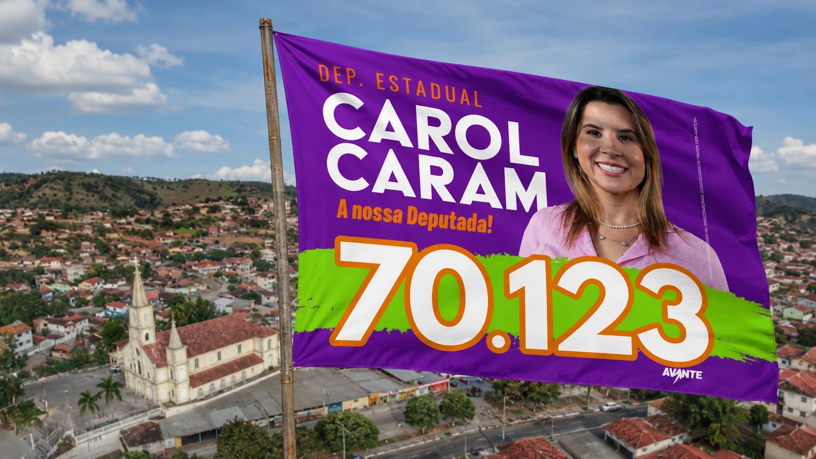 Bandeira da campanha de Carol Caram em Minas Gerais